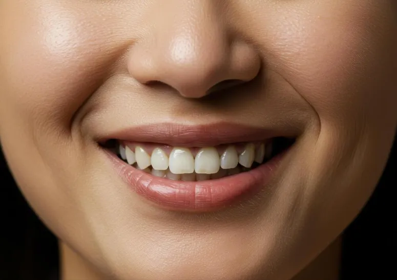 a captivating close up of a woman s radiant smile showcasing healthy teeth photo